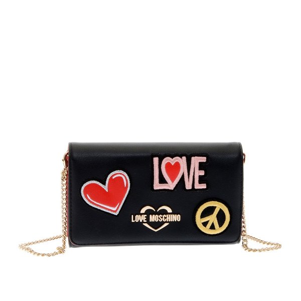 Embroidered Patch Faux Leather Crossbody Bag