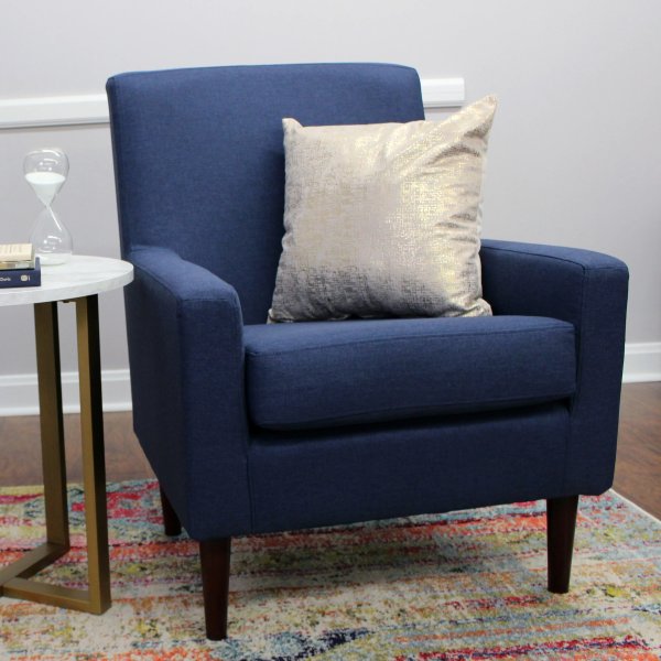 Kinley Lounge Arm Chair, Navy Polyester Fabric