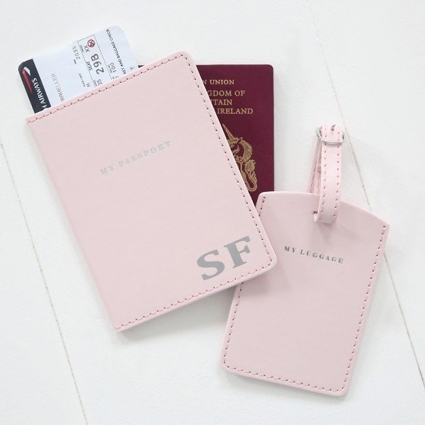 Personalized Passport Holder & Luggage Tag - Pink