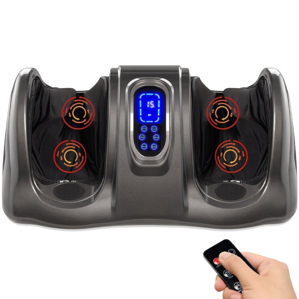 Therapeutic Foot Massager w/ High Intensity Rollers Remote, 3 Modes