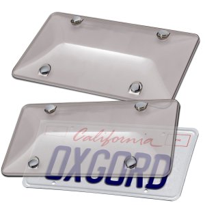 Smoke Gray Tinted License Plate Cover Shield Tag Protector Frame for Car Auto