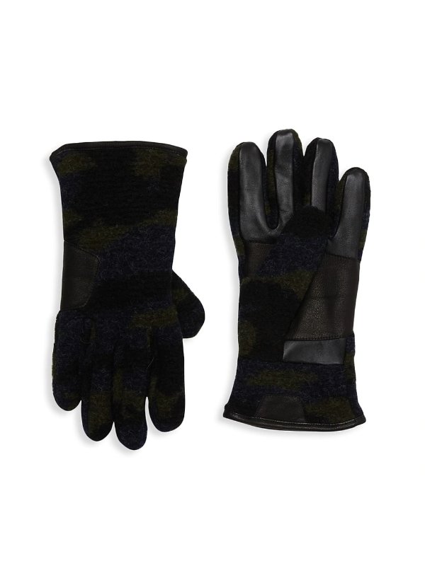 Leather-Palm Faux Fur Smart Gloves