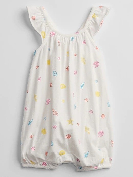 Baby Shell Print Bubble One-Piece Shorty