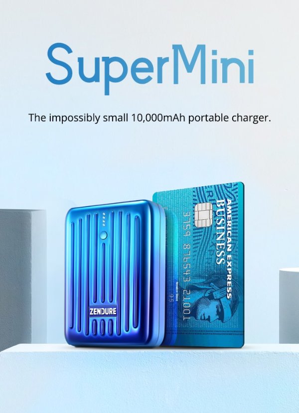 SuperMini - Credit Card Size 10,000mAh Power Bank
