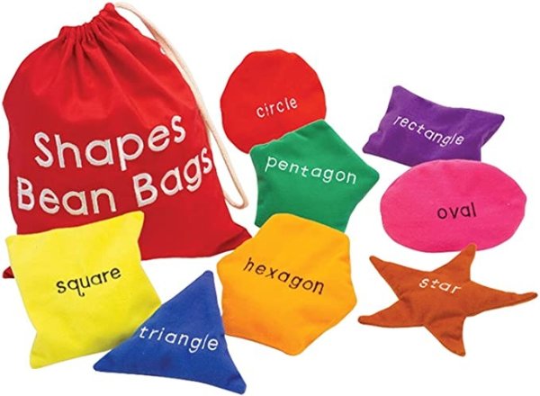 Shapes Beanbags, Learn Shapes, Toddler Learning Toy, Preschool Toys, Set of 8 Beanbags, Ages 3+
