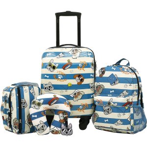 ravelers Club Kids' 5 Piece Luggage Travel Set, Cool Dog