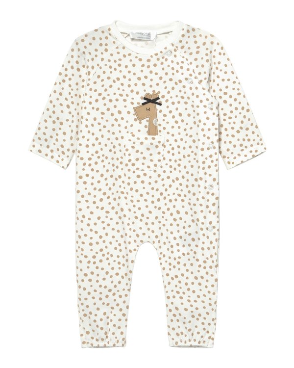Girl's Polka-Dot Giraffe Coverall, Size 1-6M