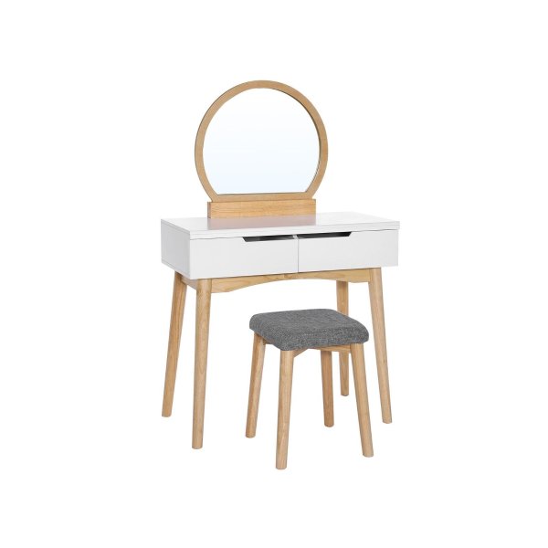 Makeup Table with Round Mirror