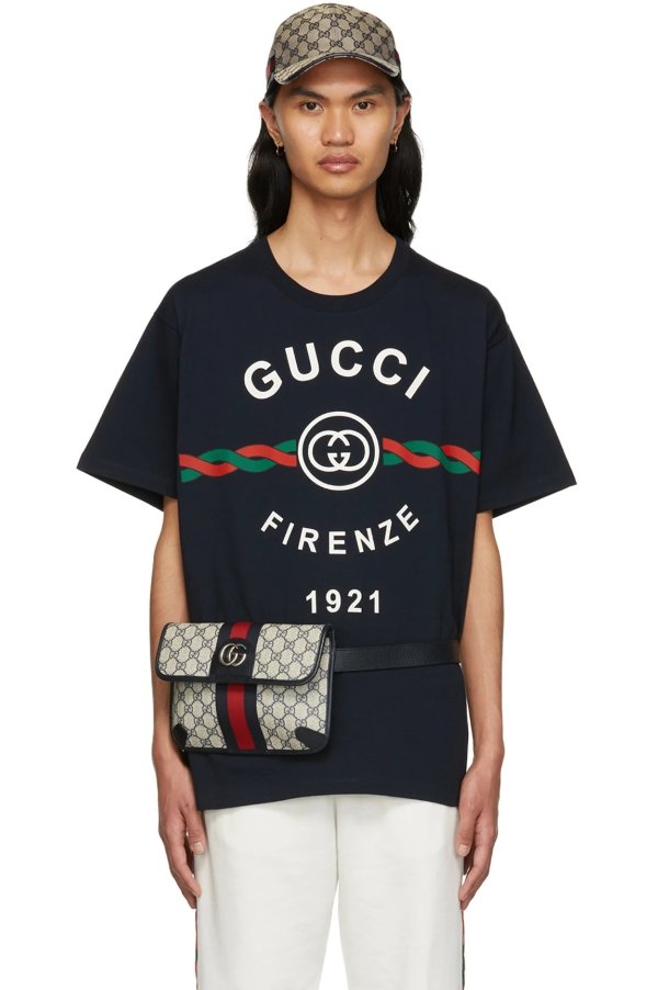 Navy 'Gucci Firenze 1921' T-Shirt