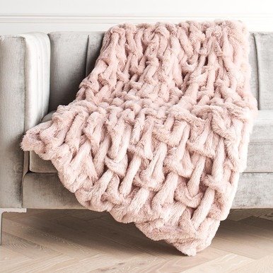 Oslo 编织毛毯 粉色