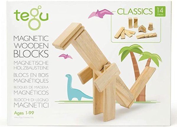 14 Piece Tegu Magnetic Wooden Block Set, Natural