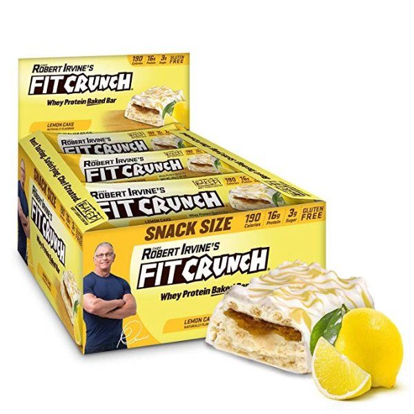 FITCRUNCH Snack Size Protein Bars, Designed by Robert Irvine, World’s Only 6-Layer Baked Bar, Just 3g of Sugar & Soft Cake Core (Lemon Cake)