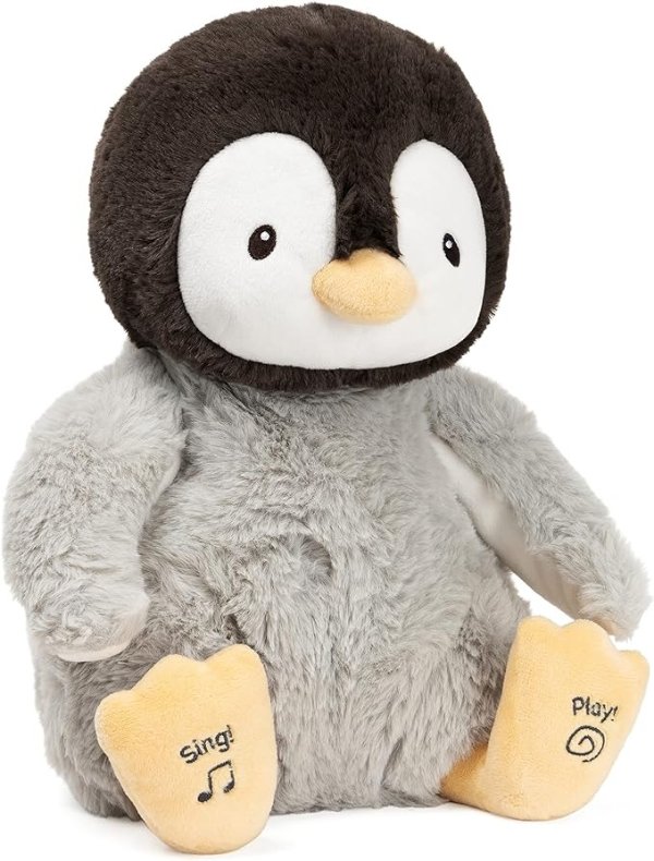 Baby Animated Kissy The Penguin Stuffed Animal Plush, Black/White/Grey, 12"