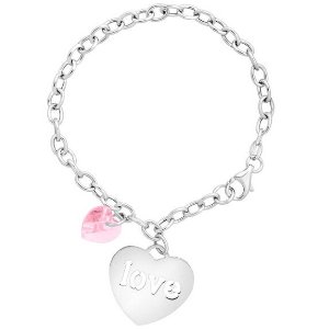 Charm Bracelet with 'Love' Charm & Swarovski Crystal