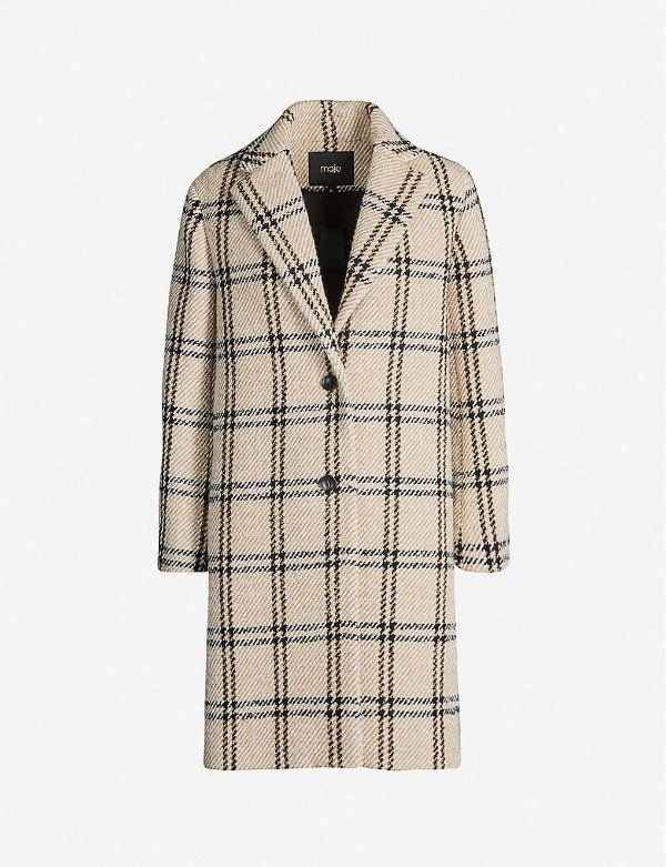 Checked print woven coat