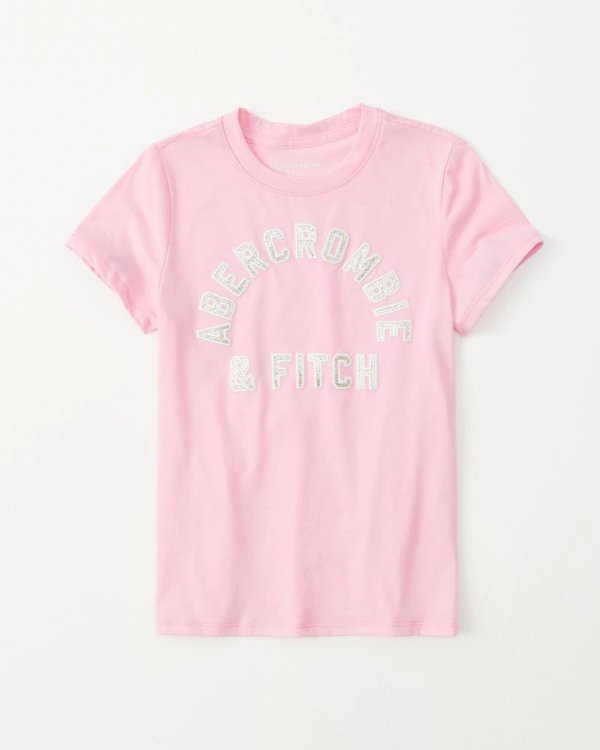girls shiny logo tee | girls up to 50% off sale | Abercrombie.com