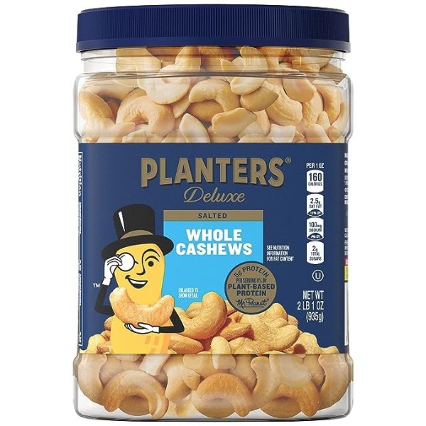 Planters Fancy Whole Cashews, Salted, 33 Ounce Container