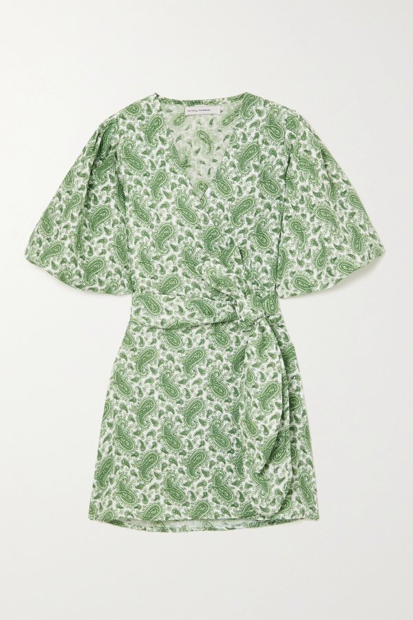 + NET SUSTAIN Godiva paisley-print linen mini wrap dress