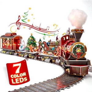 CubicFun 3D Puzzle for Adults Kids LED Christmas Train Sets