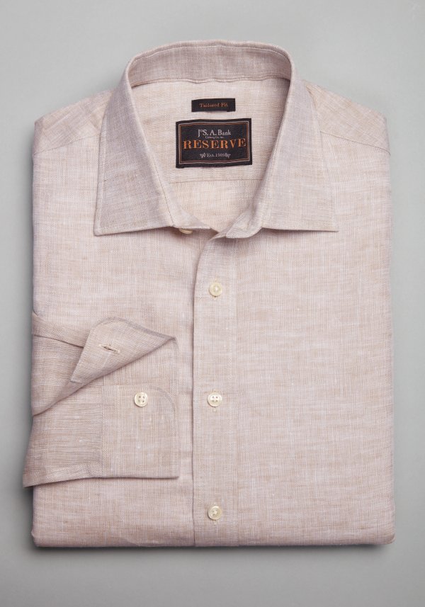 Reserve Collection Tailored Fit Spread Collar Linen Blend Sportshirt - Big & Tall CLEARANCE - All Clearance | Jos A Bank