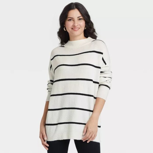 Women's Slouchy Mock Turtleneck Pullover Sweater - A New Day™