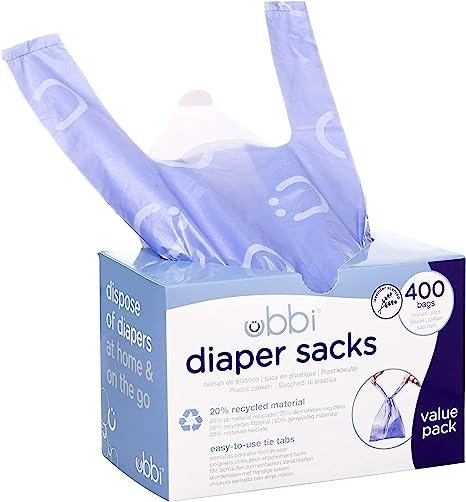 Disposable Diaper Sacks, Lavender Scented, Easy-To-Tie Tabs, Diaper Disposal or Pet Waste Bags, 400 Count