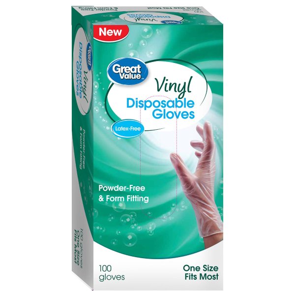 Disposable Vinyl Gloves, Latex-Free, 100 Count