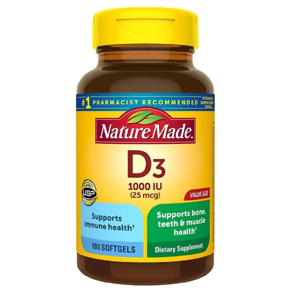 Vitamin D3 25 mcg (1000 IU) Softgels