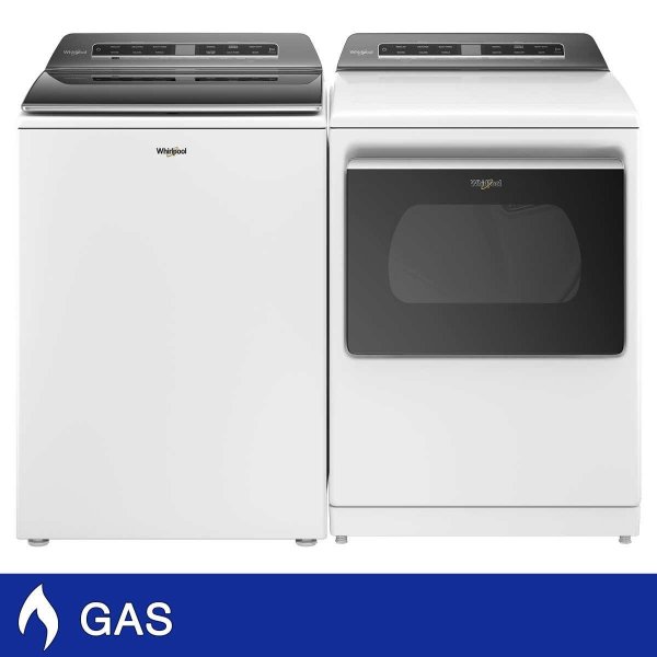 5.3 cu. ft. Top Load Washer with 2 in 1 Removable Agitator and 7.4 cu. ft. GAS Dryer Laundry Package