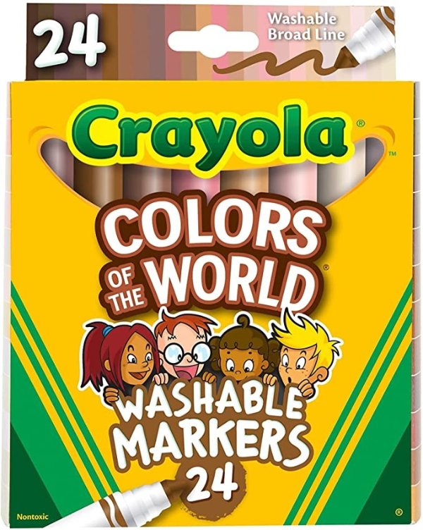 Colors of The World Markers 24 Count, Washable Skin Tone Markers, Easter Gift for Kids