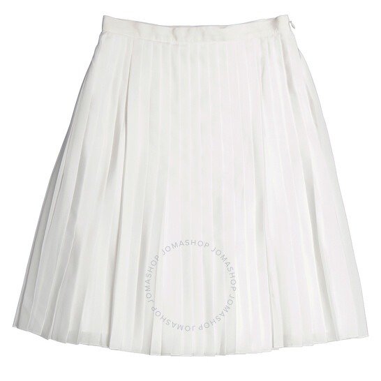 Pleated Skirt With Silk Lining In Optic White