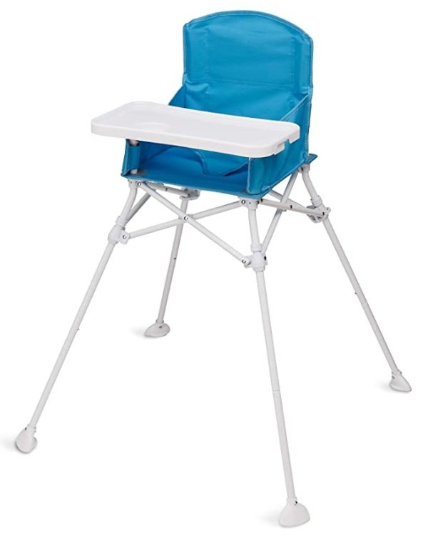 My High Chair Portable Travel Fold & Go Highchair, Indoor and Outdoor, Bonus Kit, Includes Travel Case and Tray with Cup Holder, Aqua/Turquoise