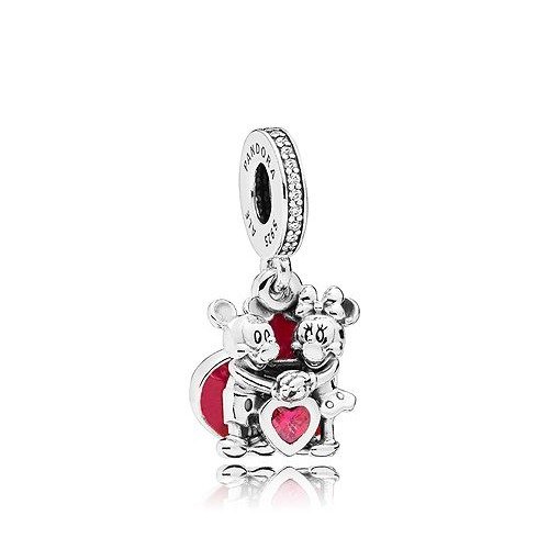Sterling Silver & Cubic Zirconia Disney Minnie & Mickey With Love Charm