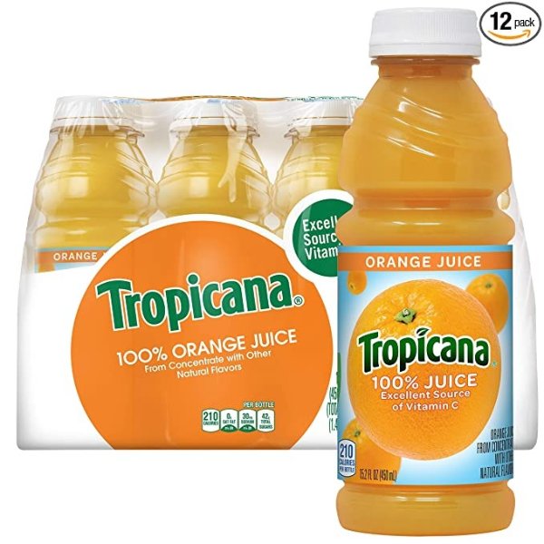 Orange Juice, 15.2 Fl Oz Bottles, Pack of 12