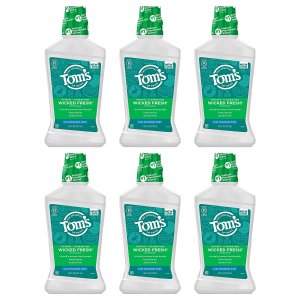 Tom's of Maine Natural Wicked Fresh! Alcohol-Free Mouthwash, Cool Mountain Mint, 16 oz. 6-Pack