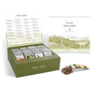 Tea Forte Classic Teas Single Steeps Tea Chest Variety Gift Box, Loose Tea Sampler with 28 Assorted Tea