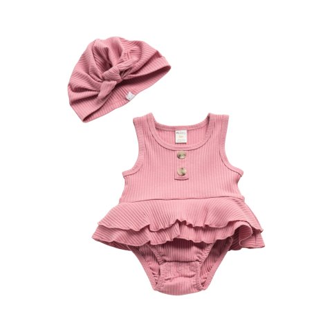 Kids  Skirted Onesie & Turban Set