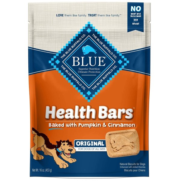 Health Bars Natural Crunchy Dog Treats Biscuits, Pumpkin & Cinnamon 16-oz bag