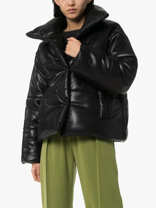 Hide vegan leather puffer jacket