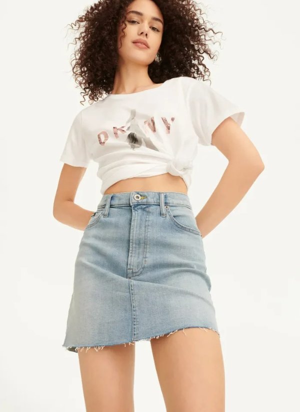Buy Denim Frayed Hem Mini Skirt Online - DKNY