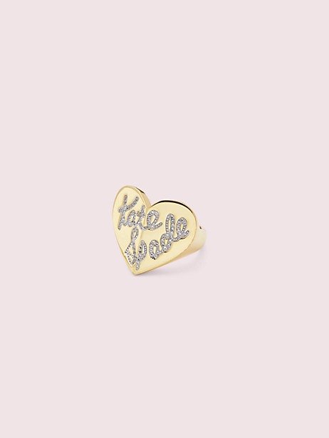 heritage spade pave script heart ring