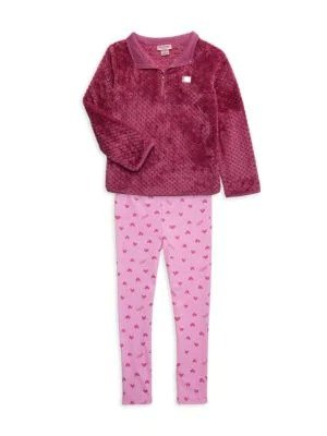 Little Girl’s 2-Piece Faux Fur Sweatshirt & Leggings Set