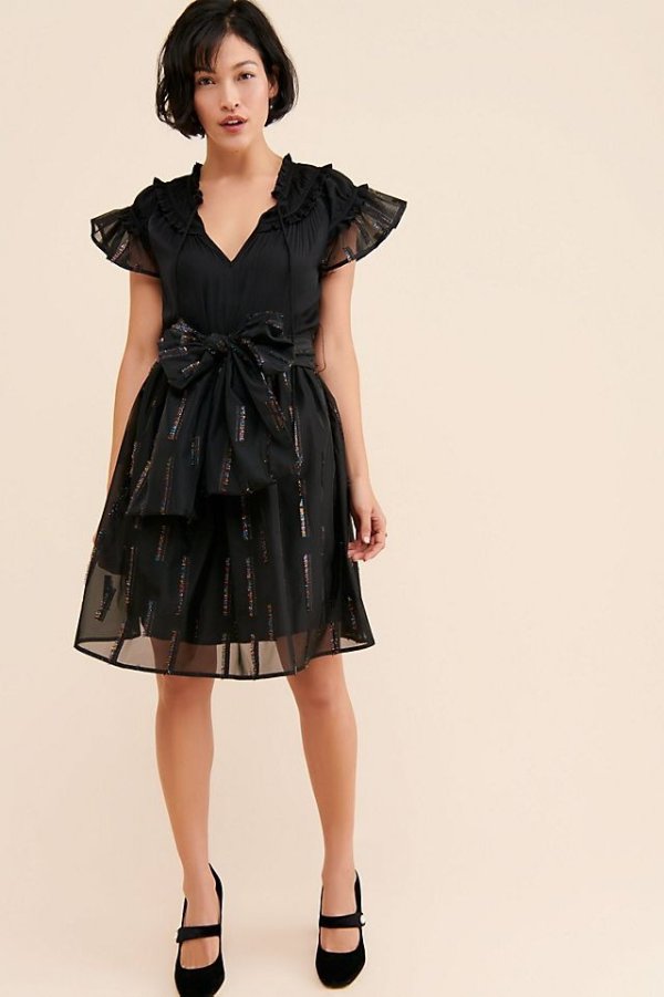Sui By Anna Sui Black Bow Midi Dress