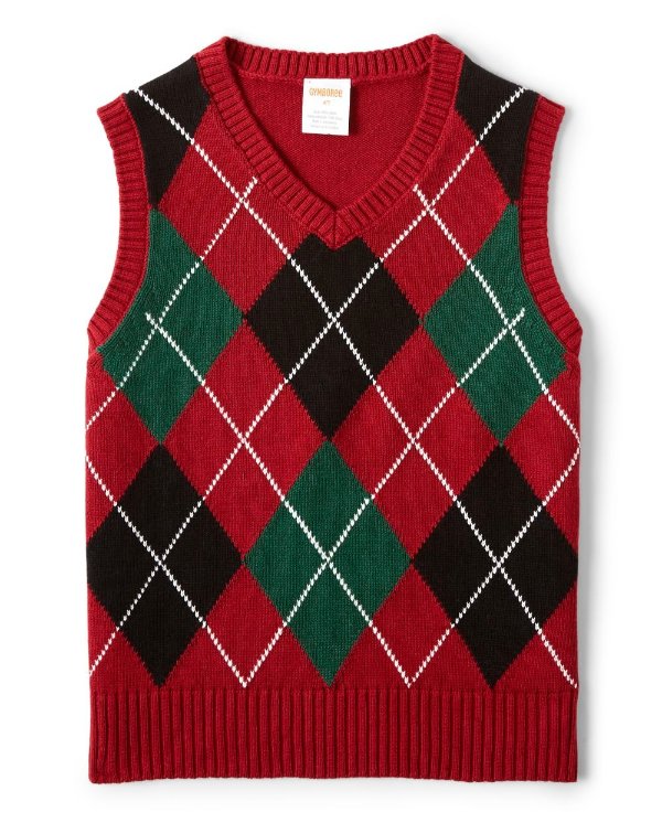 Boys Sleeveless Argyle Sweater Vest - Picture Perfect