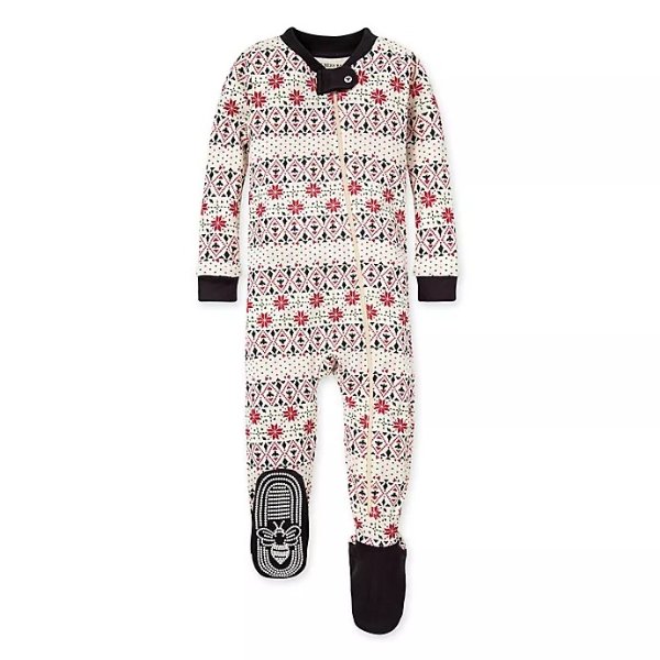 ® Bold Fair Isle Organic Cotton Footie in Ivory/Red | buybuy BABY