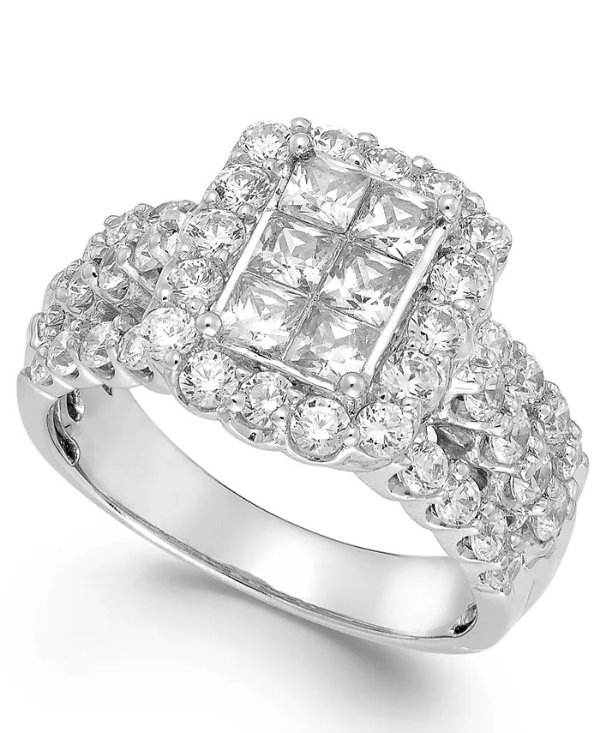 Diamond Halo Engagement Ring (2 ct. t.w.) in 14k White Gold