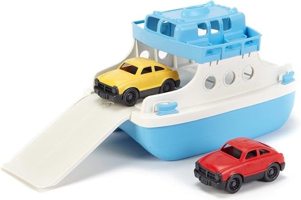 Ferry Boat with Mini Cars Bathtub Toy, Blue/White
