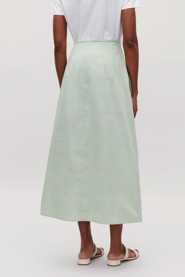 Long button-up cotton skirt - Mint - Skirts - COS US