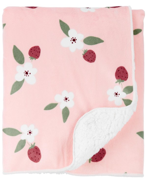 婴儿草莓抓绒毯