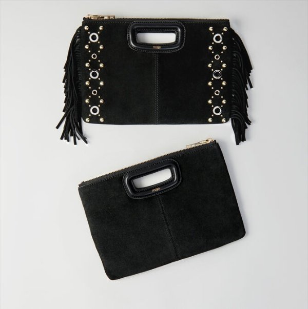 119MDUOSACHA Suede M Duo purse with eyelets